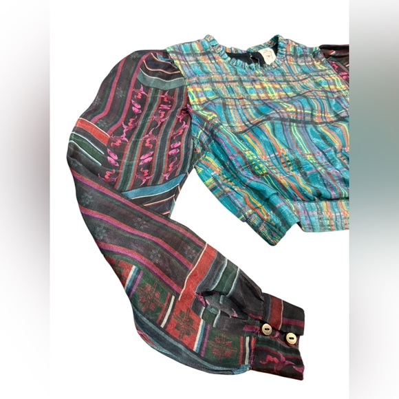 Roopa Pemmaraju for Anthropologie Shimmer Cotton and Silk Plaid Top Size Small - Picture 5 of 11